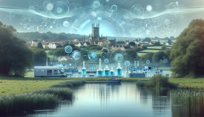 A tranquil laboratory in Bicester surrounded by greenery, representing reliability and health through precise hormone testing.