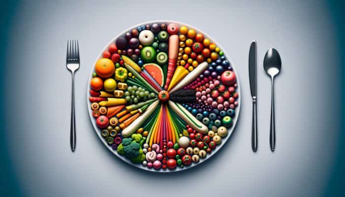 Best Plating Techniques for Small Plates: A small plate with colourful food arranged in a harmonious, balanced design.