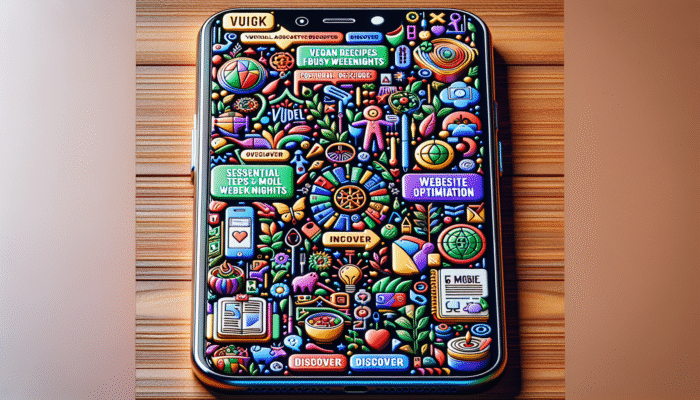 Smartphone screen displaying clickable title tags with action words like "Discover" and "Unlock" highlighted.