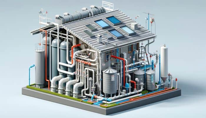 Diagram of water collection system with labeled components under maintenance inspection.