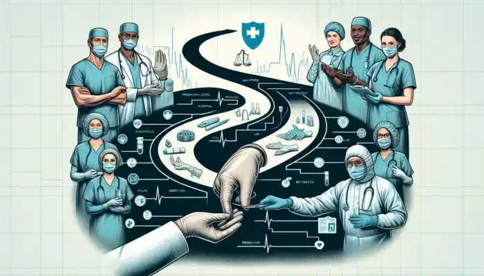 Sterile Gloves Supplier in Ashford: Comprehensive timeline showcasing the growth of the leading sterile gloves supplier in Ashford along with healthcare professionals utilizing premium gloves.